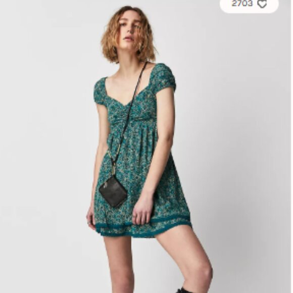 Free People Green Tabitha Mini Dress Size Large NWOT - Picture 1 of 13